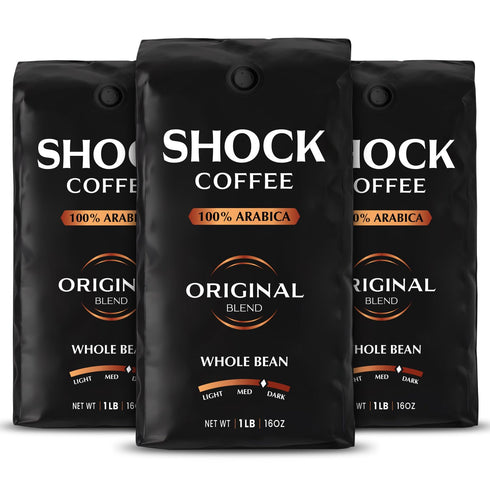 Shock Coffee Whole Bean, The Strongest Caffeinated All-Natural Coffee, Up to 50%