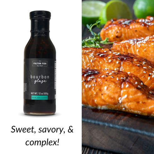 Fulton Fish Market Sweet Bourbon Seafood Glaze, 12oz, All Natural, Small Batch Crafted