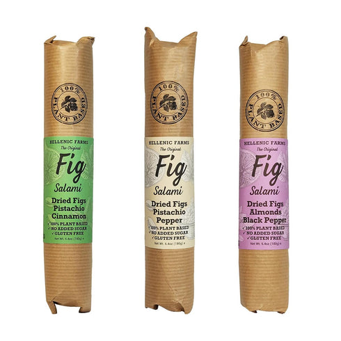 Hellenic Farms Fig Salami with Nuts 3-Pack, Vegan, 100% Plant-based. 1 of