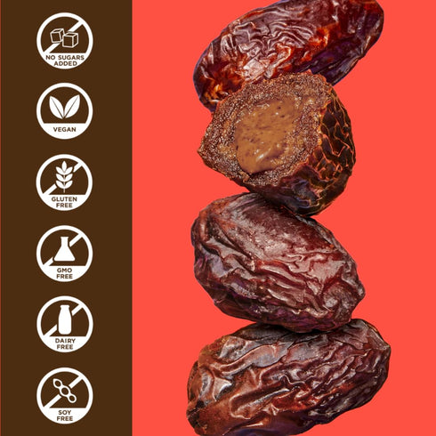 (10 Pack) Realsy Chocolate Peanut Butter Stuffed Medjool Dates, Organic Dates with No Sugar Added, Gluten-Free, Vegan