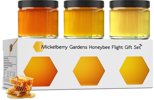 Mickelberry Gardens Honeybee Flight Gift Set 3 Jar Honey Flight (33oz) Featuring