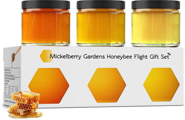 Mickelberry Gardens Honeybee Flight Gift Set 3 Jar Honey Flight (33oz) Featuring