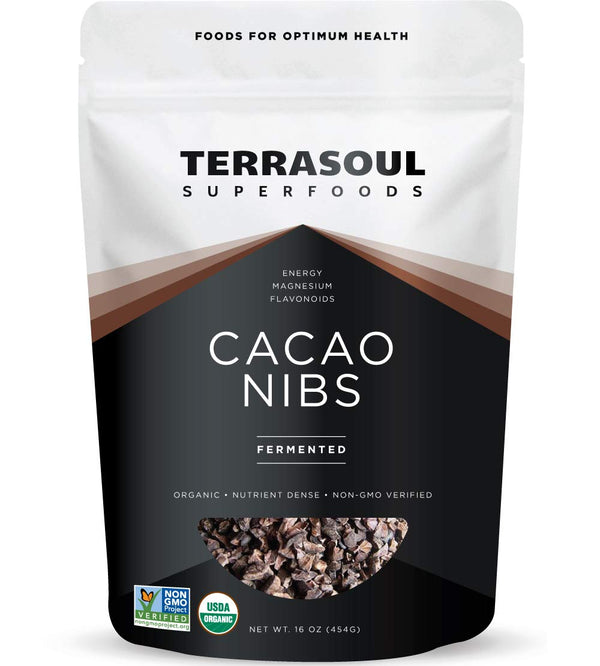 Terrasoul Superfoods Raw Organic Cacao Nibs, 16 Oz, Superfood Crunch for Smoothie