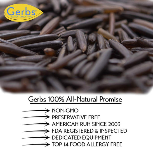 2 lbs. 14 Gerbs Wild Black Rice | No Artificial Additives, Resealable Bag | Naturally Nutty & Chewy | Top Allergen-Free