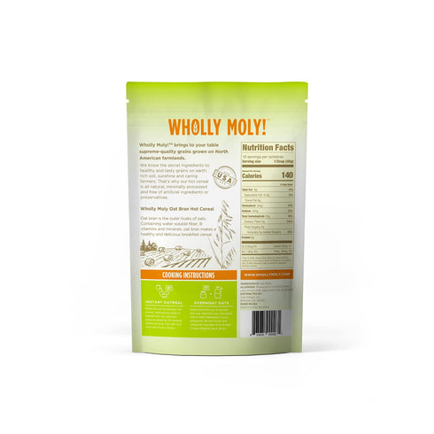 400g*1 Pack, Wholly Moly! Oat Bran, Instant Oatmeal, Original High Fiber, No Sugar Added, All Natural, Vegan Friendly