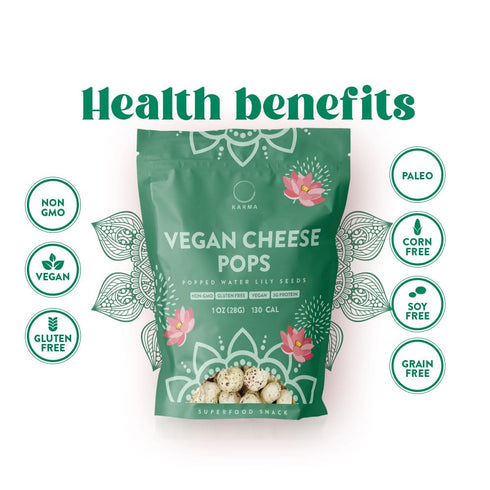 3g 1oz (Pack 12) Karma Vegan Cheese Popped Water Lily Seeds - protein, Gluten-Free, Vegan Cheese, Non-GMO - Flavor