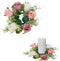 mdgfge Valentine's Day Rose Candle Ring Wreath Artificial Rose Red White Floral Candle