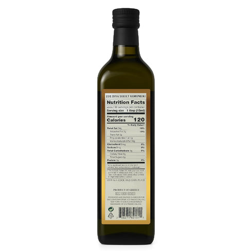 Zoe Diva Select 100% 25.5 oz (750mL) (Pack 2) Koroneiki Greek Extra Virgin Olive Oil, Cold Pressed, Koroneiki Olives