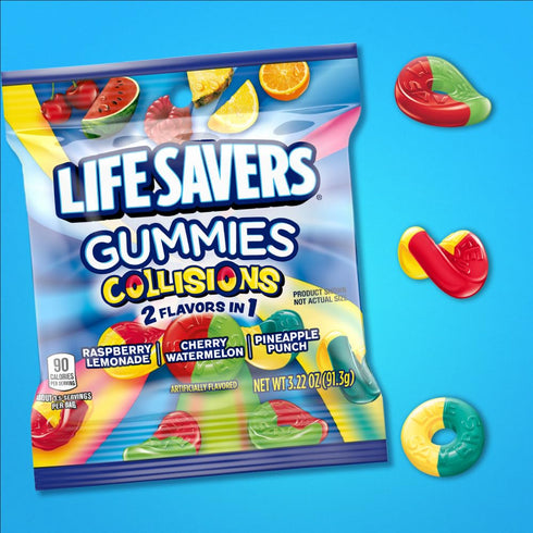 Life Savers Gummy 3.22 oz (Pack 12) Collisions Candy, Bag