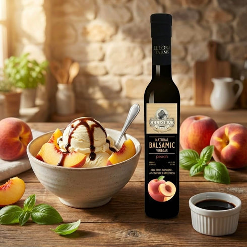 Pack Pack 2 Ellora Farms, Combo Fresh Orange and Peach Infused Balsamic Vinegar Crme, All-Natural, No- Additives