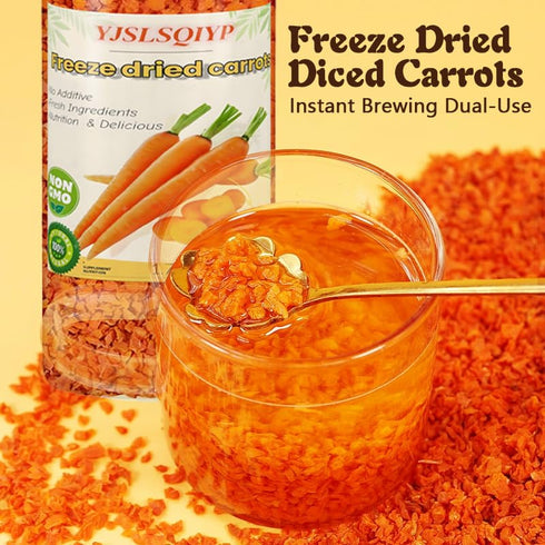 YJSLSQIYP 1.76lb (28oz) Freeze-Dried Diced Carrots - Jar | Long Shelf Life Pantry Staple | Emergency Food, Cooking