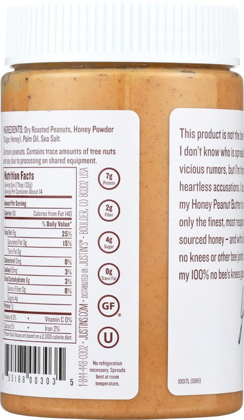 16 Oz (Pack 6) Justin`S Peanut Butter Honey