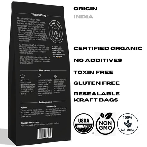 Tribal Trail Organic Garam Masala Spice Powder, 7.05 oz, USDA Organic & Non-GMO, Best for Indian Curries and Stews