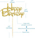 Gold Happy Birthday Cake Topper - Golden Glitter Birthday Party Decoration Supplies, Cake Smash Props