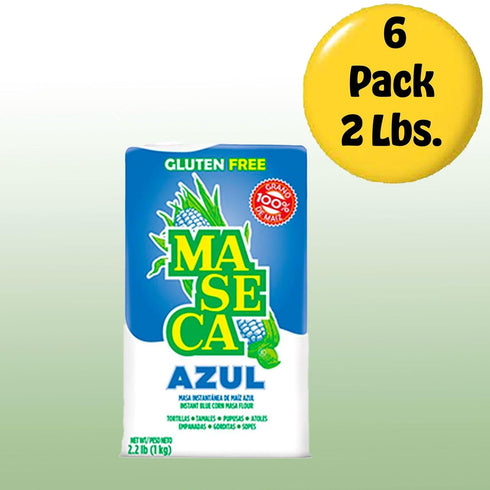 MASECA 2 Lbs 6 Pack Azul Gluten Free Harina de Maiz (Corn Flour) Bag
