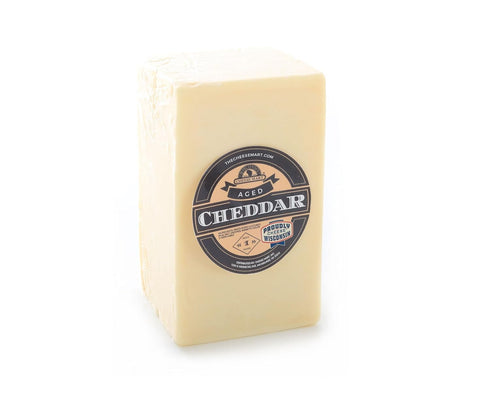 1-Year 2.5 lb Wisconsin Cheese Mart Aged Sharp White Cheddar Cheese | Half Loaf | Rich, Sharp & Creamy Wisconsin White