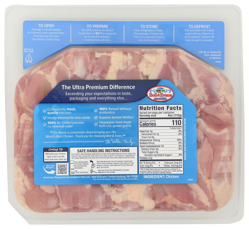 Bell & Evans Skinless Boneless Chicken Thighs - Premium Quality