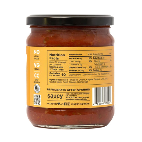 Pack 2 Saucy Gourmet Chipotle Salsa - Chef-Crafted Smoky Mexican Dip with Roasted Garlic & Fresh Ingredients - No Water