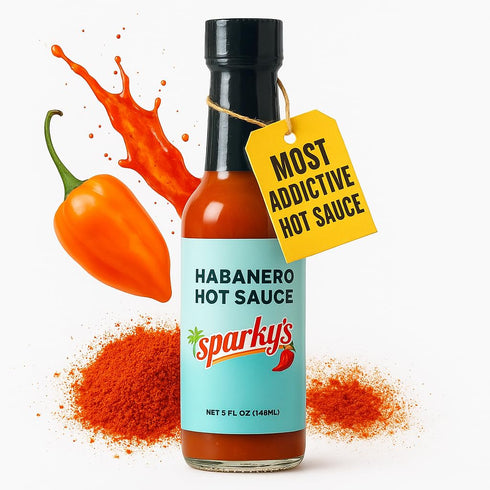 SPARKY'S SAUCES & MARINADES Habanero Hot Sauce for Spice Addicts with Sweet Jerk Caribbean Spices -