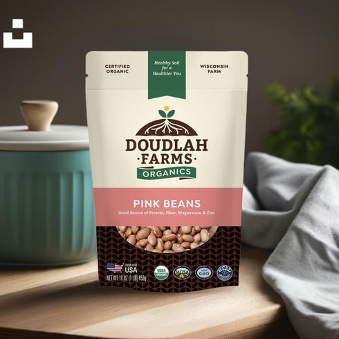 1 lb Organic Pink Beans - Non-GMO, USDA Organic, Tested Clean Certified, Vegan - Rich in Fiber & Protein for Soups