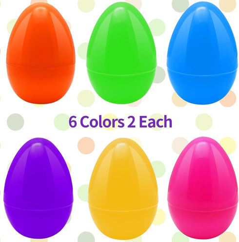 ZMCINER 12 6 Inch PCS Jumbo Easter Eggs, Large Plastic Easter Eggs for Easter Basket Stuffers, Easter Party Favor