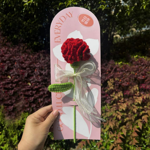 Generic Handmade Crochet Flower Bouquet with Gift Card, Knitted Rose and Sunflower, for