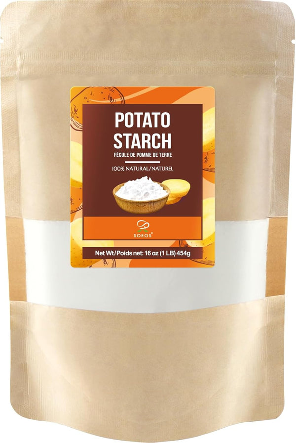 Soeos Potato Starch, 16 oz(1lb) 454g Gluten-Free Thickener for Baking, Frying &