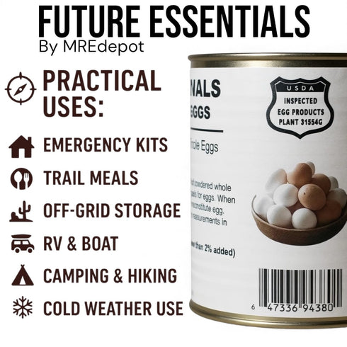 #2.5 (8 oz) 18 Powdered Whole Eggs for Cooking & Baking | Long-Lasting Pantry Staple for Camping, Hiking & Emergency