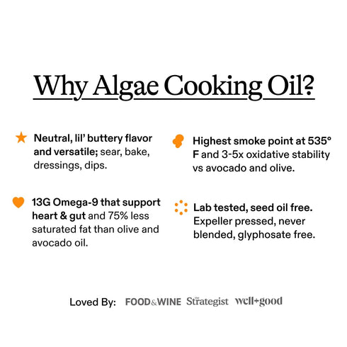 100% 7oz (2 Pack) 535F, Omega-9, Algae Cooking Club Chef-Grade Algae Cooking Oil Squeeze Bottles High Smoke Point Rich