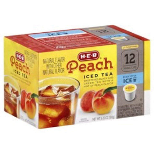 HEB H.E.B Peach Iced Tea 12 Single Cups Compatible with Keurig K-cup Brewers