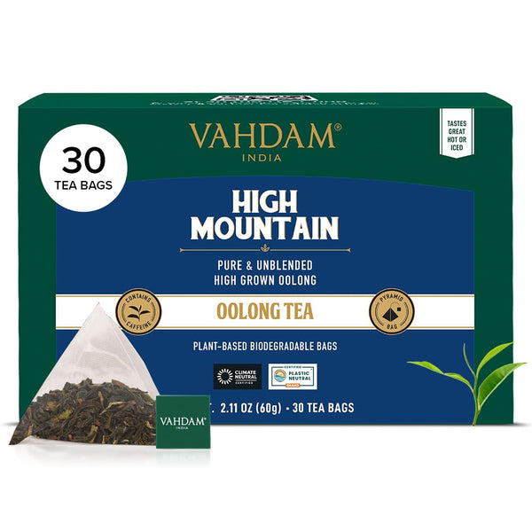 VAHDAM High Mountain Oolong Tea Bags, 30 Count, Non GMO, Gluten Free, Light & Floral