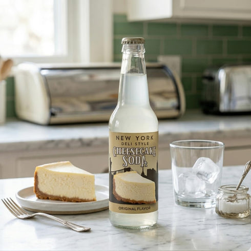 Rocket Fizz 12 oz NY Cheesecake Soda Flavor | Cane Sugar | Craft Soda Pop Drinks | in Glass Bottle (Single Bottle)