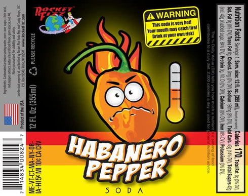 Rocket Fizz 4 Pack Hot Pepper Sodas | Mixed of Spicy Flavors | Handle the Heat | Real Cane Sugar | Includes Crazy Soda