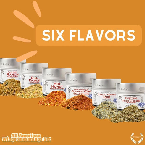 Set 6 Packed, All American Wing Seasoning | Authentic Small Batch Seasoning Mixes For Chicken Wings, Buffalo Wings
