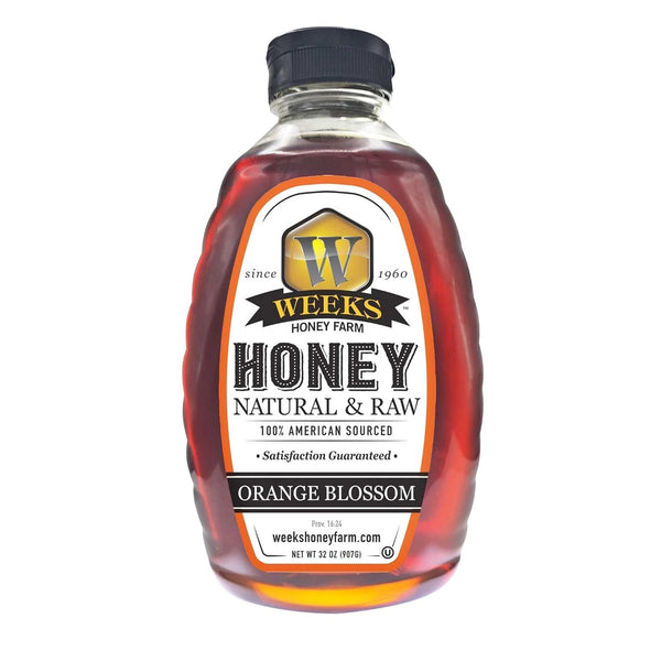 Pure Raw Unfiltered Orange Blossom Honey, 32 oz - Premium American Sourced