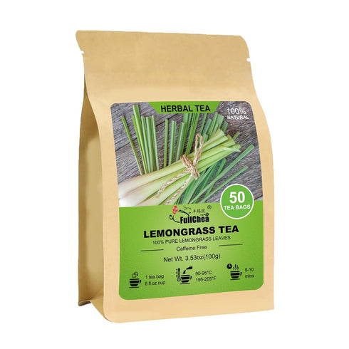 Fullchea - Lemongrass Tea Bags, 50 Teabags - Refreshing Herbal Tea Made