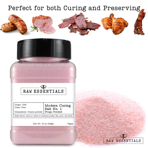 1 6.25% 19 Raw Essentials Modern Curing Salt No. Sodium Nitrite for Curing Bacon, Sausage, Jerky, Ham, and Corned Beef