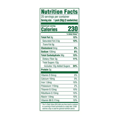 Generic 25 Count, 1.76 oz (1 Pack) Dark Chocolate Creme Breakfast Biscuit Sandwiches, Each