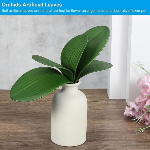 DPWOUM 1 8 InchOrchid piece Green Faux Orchid Leaves Leaves Leaves Real Touch Phalaenopsis Stems Faux Cymbidium Flower