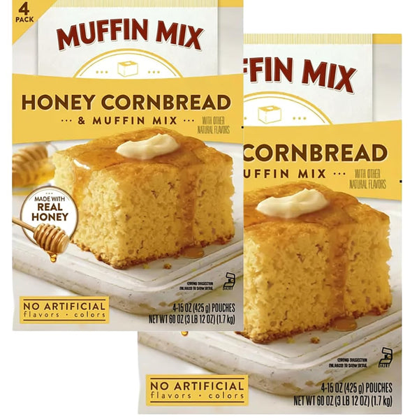 Generic Natural Honey Cornbread and Muffin Mix, 60 oz, Bakes 48 Cornbread Squares