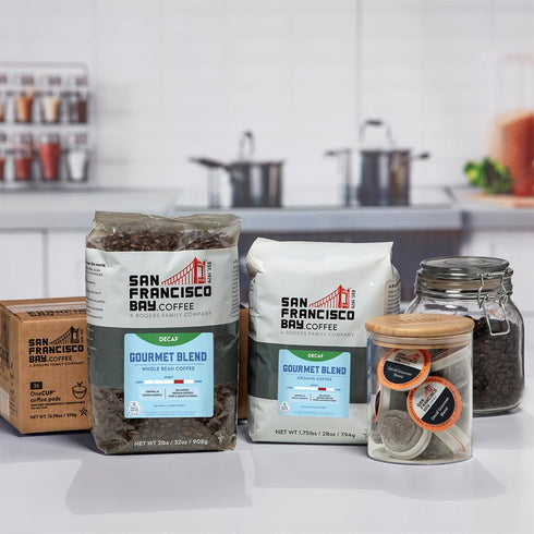 (2 lb San Francisco Bay Coffee - Decaf Medium-Dark Roast Whole Bean Coffee - Decaf Gourmet Blend bag) - Swiss Water