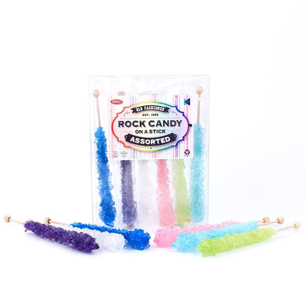 Extra Large Rock Candy Sticks, 6 Assorted Espeez Sticks for Candy Buffet, Bulk Candy for Birthdays, Weddings