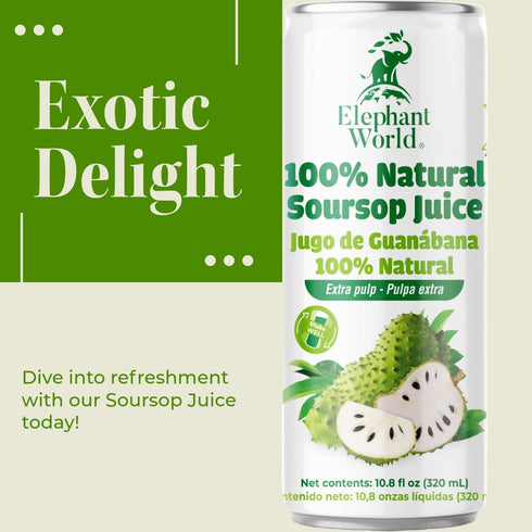ELEPHANT WORLD 100% 12 Pack, 320 ML Natural Juices | Assorted Superfruits | Soursop-Mango-Guava-Lychee | NO Sugar added