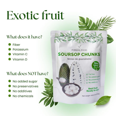 100% 8,82 Oz Pack 1) Formal Food - Soursop (Graviola - Guanabana) Fruit Natural And Real - No added Sugar - (Soursop