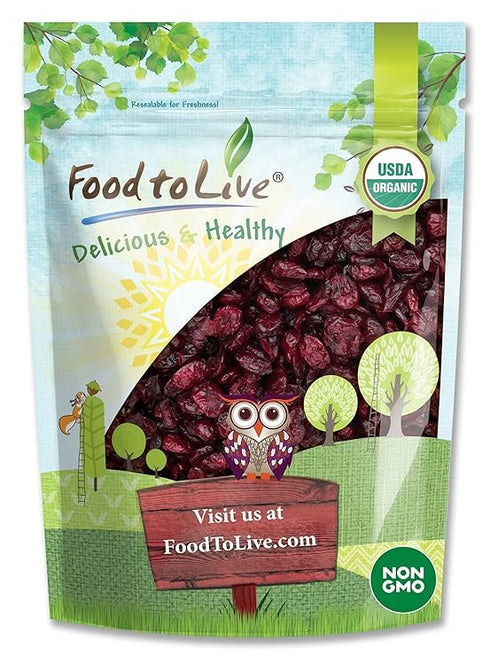Food to Live Organic Dried Cranberries, 12 Ounces Non-GMO, Kosher, Unsulfured, Bulk