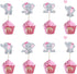 48pcs Pink Elephant Cupcake Toppers, Double Sided Picks for It's A Girl Cake Decorations for Birthday Baby Shower