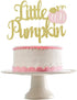 Little Pumpkin Cake Topper, Gold Pink Little Pumpkin Baby Shower Decorations for 1st Birthday Supplies