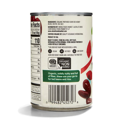 365 15.5 (Pack 4) by Whole Foods Market, Organic Dark Red Kidney Beans, Ounce