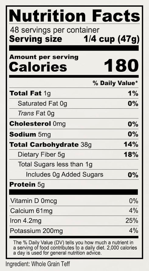 5 lb, Anthony's Brown Teff Flour, Gluten Free, Non GMO, Vegan