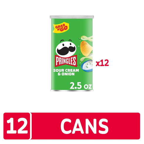 1.88 (12 Pringles Potato Crisps Chips, Lunch Snacks, Office and Kids Snacks, Grab N' Go, Sour Cream and Onion, Pounds
